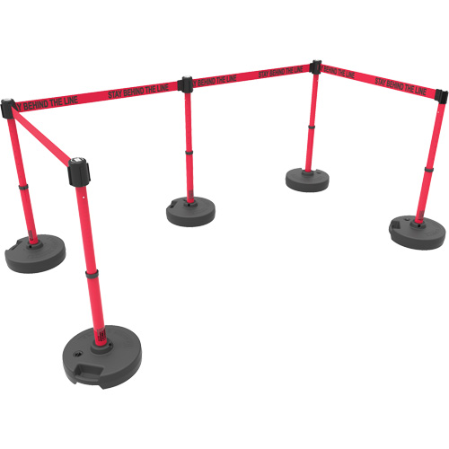 PLUS Barrier Post Set X5, Plastic, 42" H, Red Tape, 15' Tape Length GTA Hardware Inc