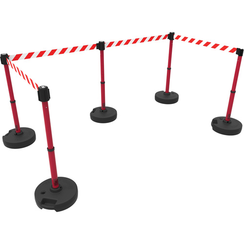 Ensemble de cinq montants pour barri&egrave;re PLUS, Plastique, 42" h, Ruban Rouge, Longueur du ruban 15' GTA Hardware Inc