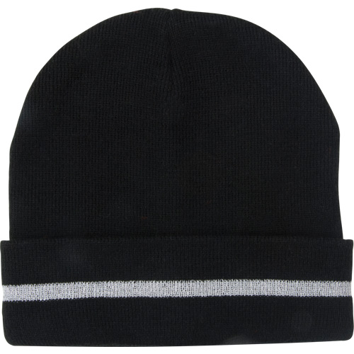 Bonnet en tricot avec bande r&eacute;fl&eacute;chissante argent&eacute;e, Taille unique, Noir GTA Hardware Inc