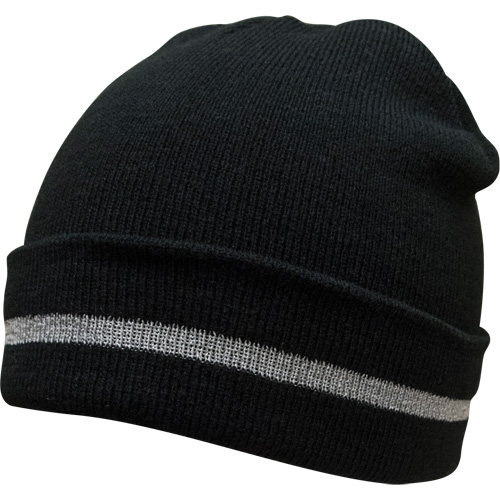 Bonnet en tricot avec bande r&eacute;fl&eacute;chissante argent&eacute;e, Taille unique, Noir GTA Hardware Inc