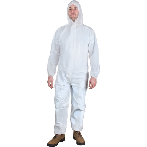 Hooded Coveralls, Medium, White, Microporous GTA Hardware Inc