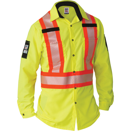 Chemise &agrave; manches longues haute visibilit&eacute; ind&eacute;chirable, Polyester, Moyen (grande taille), Jaune lime haute visibilit&eacute; GTA Hardware Inc