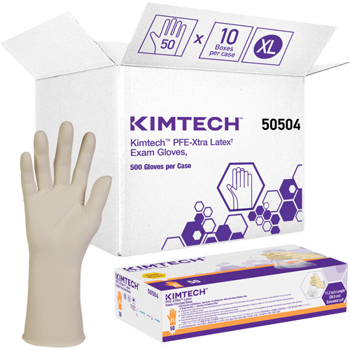 Kimtech XTRA-PFE Medical Gloves, X-Large, Latex, 6-mil, Powder-Free, White, Class 2 GTA Hardware Inc