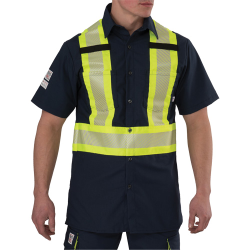 Ripstop High Visibility Short Sleeved Shirt, Polyester, Small, Navy Blue GTA Hardware Inc