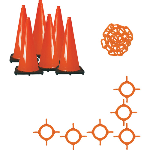 Traffic Cone & Chain Kit, 36", Orange GTA Hardware Inc