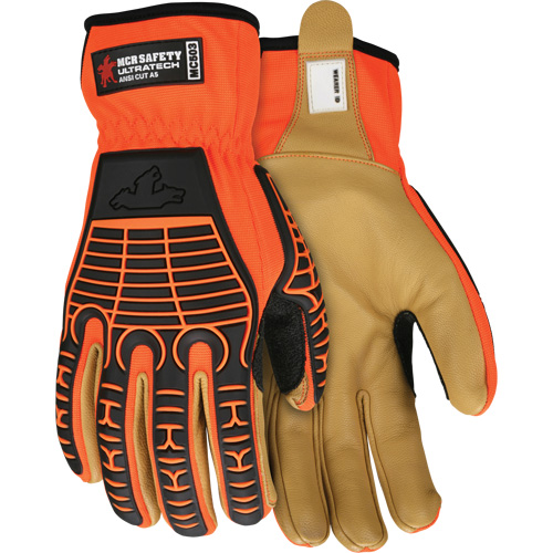 UltraTech Impact Gloves, Medium, Grain Leather Palm, Slip-On Cuff GTA Hardware Inc