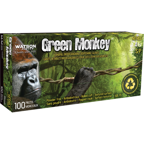 5559PF Green Monkey Gloves, Small, Nitrile, 4-mil, Powder-Free, Green GTA Hardware Inc