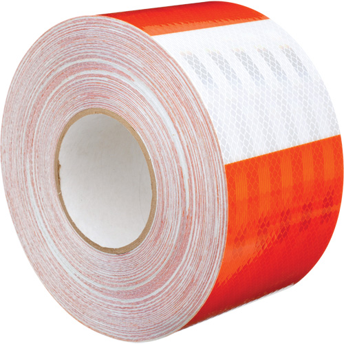Feuille de rev&ecirc;tement de barricade prismatique de qualit&eacute; &agrave; haute intensit&eacute;, 4" la x 150' lo, 19 mils, Orange et blanc GTA Hardware Inc