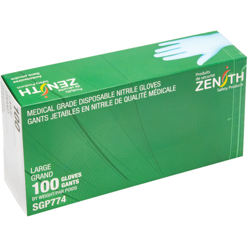 Puncture-Resistant Medical-Grade Disposable Gloves, Large, Nitrile, 4.5-mil, Powder-Free, Blue, Class 2 GTA Hardware Inc