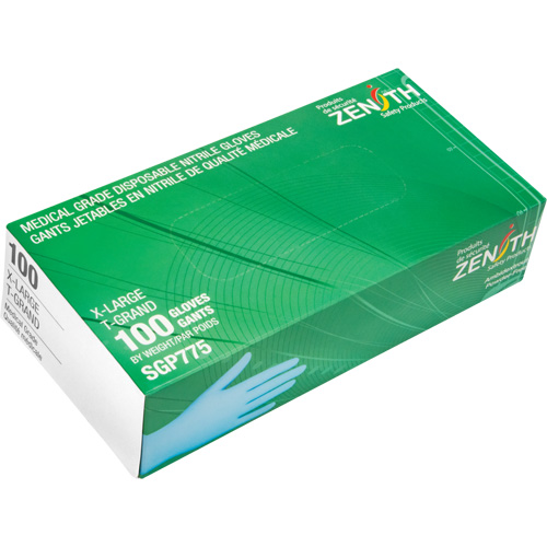 Gants jetables de calibre m&eacute;dical r&eacute;sistants &agrave; la perforation, T-Grand, Nitrile, 4,5 mils, Sans poudre, Bleu, Classe 2 GTA Hardware Inc