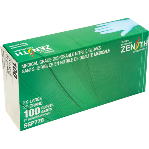 Gants jetables de calibre m&eacute;dical r&eacute;sistants &agrave; la perforation, 2T-Grand, Nitrile, 4,5 mils, Sans poudre, Bleu, Classe 2 GTA Hardware Inc