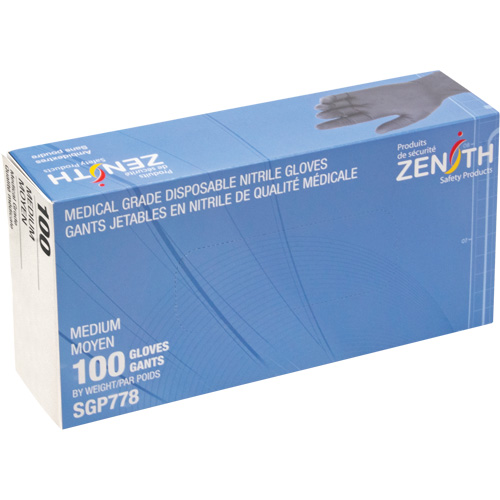 Puncture-Resistant Medical-Grade Disposable Gloves, Medium, Nitrile, 5-mil, Powder-Free, Black, Class 2 GTA Hardware Inc