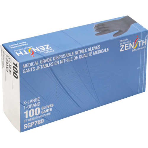 Gants jetables de calibre m&eacute;dical r&eacute;sistants &agrave; la perforation, T-Grand, Nitrile, 5 mils, Sans poudre, Noir, Classe 2 GTA Hardware Inc