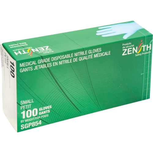 Gants jetables de calibre m&eacute;dical r&eacute;sistants &agrave; la perforation, Petit, Nitrile, 3,5 mils, Sans poudre, Bleu, Classe 2 GTA Hardware Inc