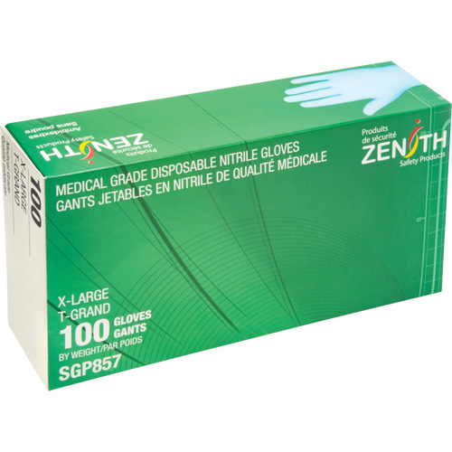 Gants jetables de calibre m&eacute;dical r&eacute;sistants &agrave; la perforation, T-Grand, Nitrile, 3,5 mils, Sans poudre, Bleu, Classe 2 GTA Hardware Inc