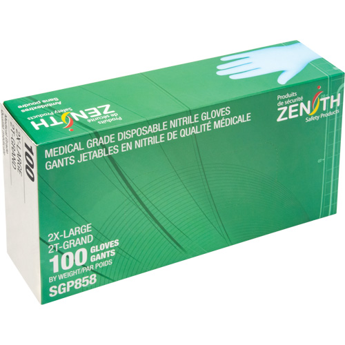 Gants jetables de calibre m&eacute;dical r&eacute;sistants &agrave; la perforation, 2T-Grand, Nitrile, 3,5 mils, Sans poudre, Bleu, Classe 2 GTA Hardware Inc