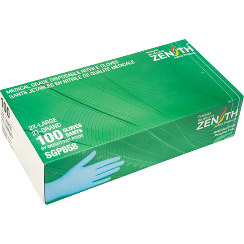 Gants jetables de calibre m&eacute;dical r&eacute;sistants &agrave; la perforation, 2T-Grand, Nitrile, 3,5 mils, Sans poudre, Bleu, Classe 2 GTA Hardware Inc