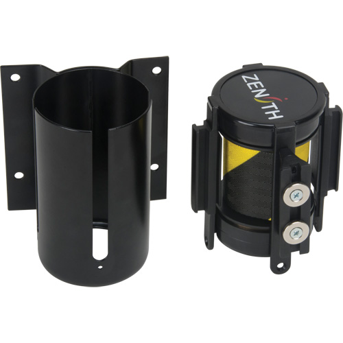 Barri&egrave;re &agrave; fixation murale avec ruban magn&eacute;tique, Acier, Fixation par vis, 7', Ruban Noir et jaune GTA Hardware Inc
