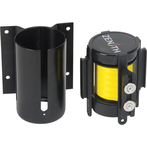 Barri&egrave;re &agrave; fixation murale avec ruban magn&eacute;tique, Acier, Fixation par vis, 7', Ruban Jaune GTA Hardware Inc