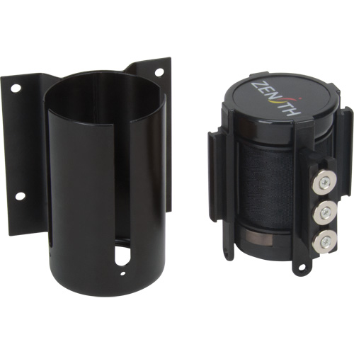 Barri&egrave;re &agrave; fixation murale avec ruban magn&eacute;tique, Acier, Fixation par vis, 12', Ruban Noir GTA Hardware Inc