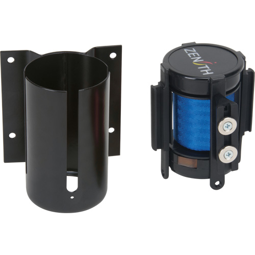 Barri&egrave;re &agrave; fixation murale avec ruban magn&eacute;tique, Acier, Fixation par vis, 7', Ruban Bleu GTA Hardware Inc