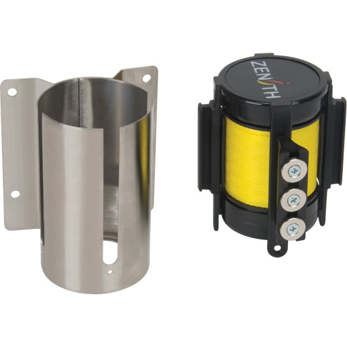 Wall Mount Barrier with Magnetic Tape, Steel, Screw Mount, 12', Yellow Tape GTA Hardware Inc
