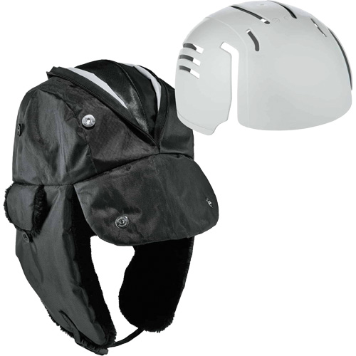 Chapeau de trappeur avec fermeture &agrave; glissi&egrave;re et casque antichoc &agrave; ins&eacute;rer N-Ferno, Doublure en Polyur&eacute;thane/Satin, Moyen/Petit, Noir GTA Hardware Inc