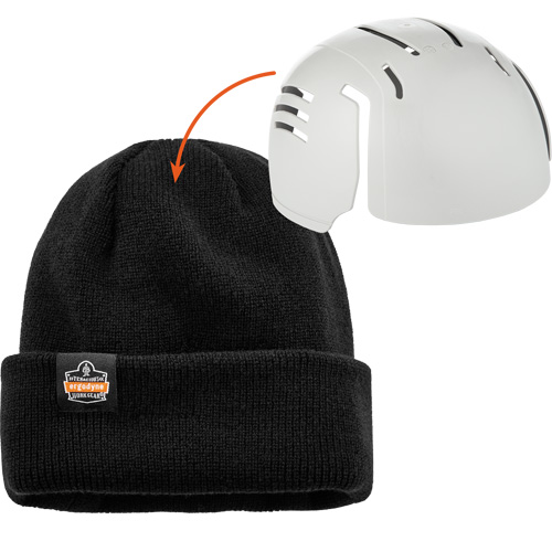 Tuque en tricot c&ocirc;tel&eacute; avec fermeture &agrave; glissi&egrave;re et casque antichoc &agrave; ins&eacute;rer N-Ferno, Taille unique, Noir GTA Hardware Inc