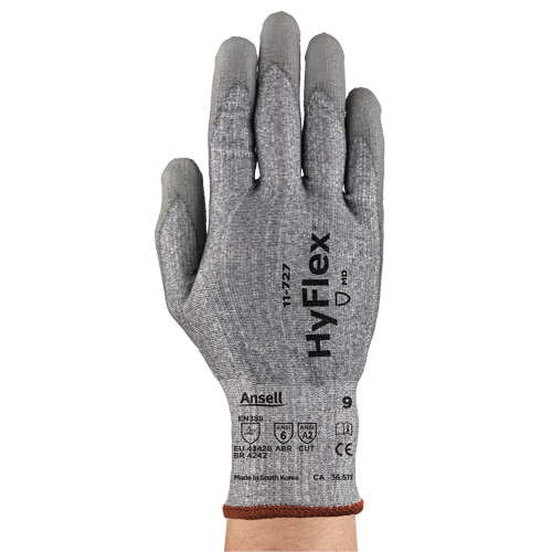Gants r&eacute;sistant aux coupures HyFlex s&eacute;rie 11-727, Taille 7, Calibre 15, Rev&ecirc;tement Polyur&eacute;thane, Enveloppe en Intercept, ASTM ANSI niveau A2/EN 388 niveau B GTA Hardware Inc