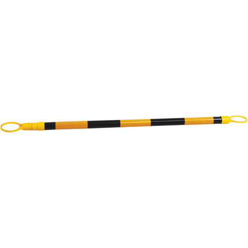 Barre pour c&ocirc;ne de circulation r&eacute;tractable, Longueur d&eacute;ploy&eacute;e de 7'2", Noir/Jaune GTA Hardware Inc
