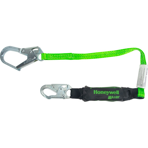 Miller&reg; HP Shock-Absorbing Lanyard, 4', Locking Rebar Hook Center, Locking Snap Hook Leg Ends, Polyester GTA Hardware Inc