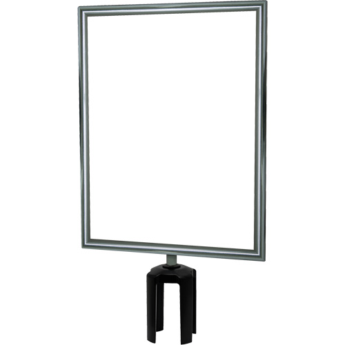 Heavy-Duty Vertical Sign Holder with Tensabarrier&reg; Post Adapter, Polished Chrome GTA Hardware Inc