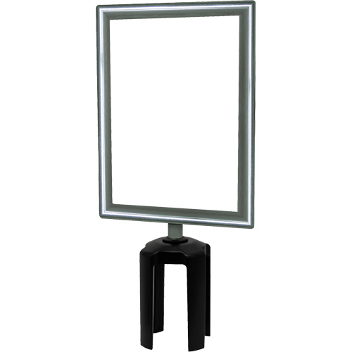 Heavy-Duty Vertical Sign Holder with Tensabarrier&reg; Post Adapter, Polished Chrome GTA Hardware Inc
