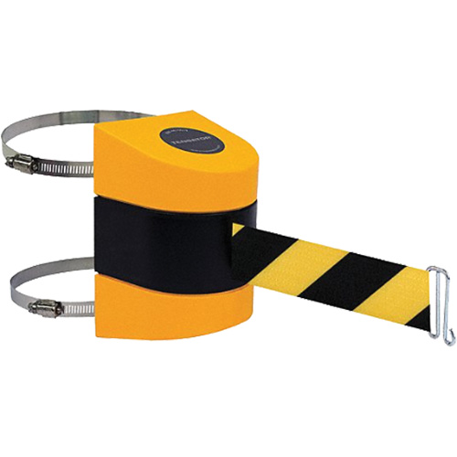 Support de poteau de barri&egrave;re Tensabarrier avec courroie, Plastique, Fixation par pince, 24', Ruban Noir et jaune GTA Hardware Inc