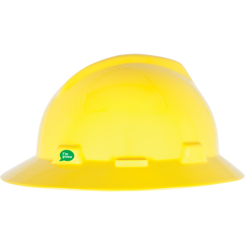 Casque de s&eacute;curit&eacute; &agrave; bord complet V-Gard GREEN avec fentes, R&eacute;pond aux normes CSA type 1, Suspension Rochet GTA Hardware Inc