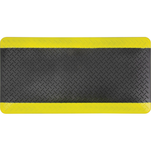 Tapis antifatigue, Losange, 1-2/3' x 3-1/4' x 3/4", Noir/Jaune, Polyur&eacute;thane GTA Hardware Inc