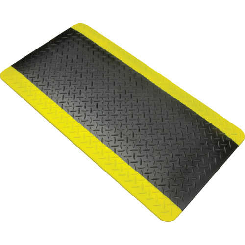 Tapis antifatigue, Losange, 1-2/3' x 3-1/4' x 3/4", Noir/Jaune, Polyur&eacute;thane GTA Hardware Inc