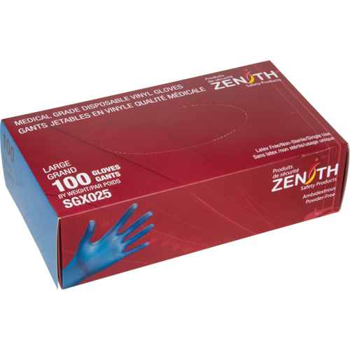 Medical-Grade Disposable Gloves, Small, Vinyl, 4.5-mil, Powder-Free, Blue, Class 2 GTA Hardware Inc