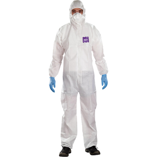 AlphaTec Microchem&reg; 3-Piece Chemical Resistant Coveralls with Hood, 2X-Large, White GTA Hardware Inc
