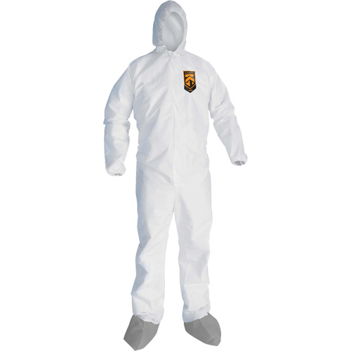KleenGuardA45 Liquid & Particle Protection Coveralls with Anti-Slip Shoe, Large, Grey/White, Microporous GTA Hardware Inc