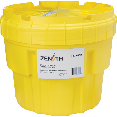 Trousse d'&eacute;quipement de lutte contre les d&eacute;versements, Huile seulement/Universel, Overpack, Absorbance de 20 gal. US GTA Hardware Inc