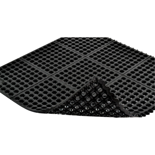 Tapis antifatigue &agrave; imbrication Cushion-Ease 550, &agrave; fentes, 3' x 3' x 3/4", Noir, Caoutchouc GTA Hardware Inc