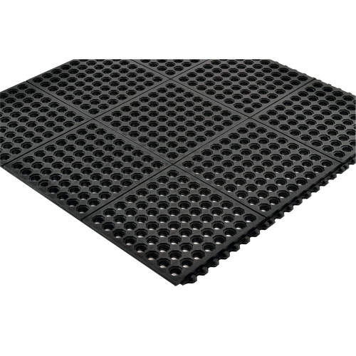 Tapis antifatigue &agrave; imbrication Cushion-Ease 550, &agrave; fentes, 3' x 3' x 3/4", Noir, Caoutchouc GTA Hardware Inc
