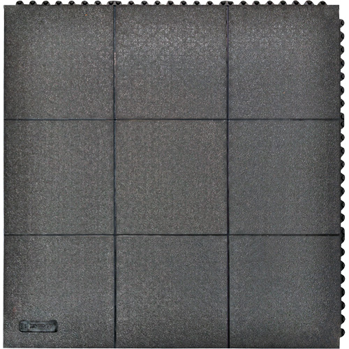 Tapis antifatigue &agrave; imbrication Cushion-Ease, Rugueux, 3' x 3' x 3/4", Noir, Caoutchouc naturel GTA Hardware Inc