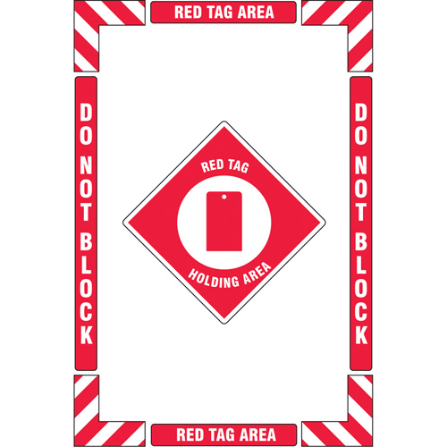 "Red Tag Holding Area" Floor Marking Kit, Adhesive, English with Pictogram GTA Hardware Inc