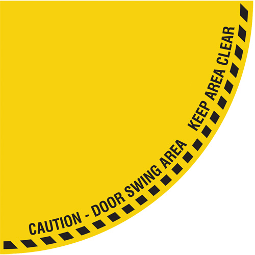 "Caution" Quarter Circle Swing Door Floor Sign, Adhesive, English with Pictogram GTA Hardware Inc
