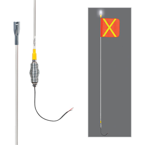 Safety Whip&reg; All-Weather Super-Duty Warning Whips with Constant LED Light, Spring Mount, 10' High, Orange with Reflective GTA Hardware Inc