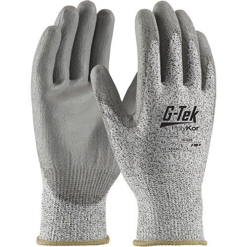 G-Tek&reg; PolyKor&reg; Cut-Resistant Glove, Size X-Small, 13 Gauge, Polyurethane Coated, Engineered Yarn Shell, ANSI/ISEA 105 Level 3 GTA Hardware Inc