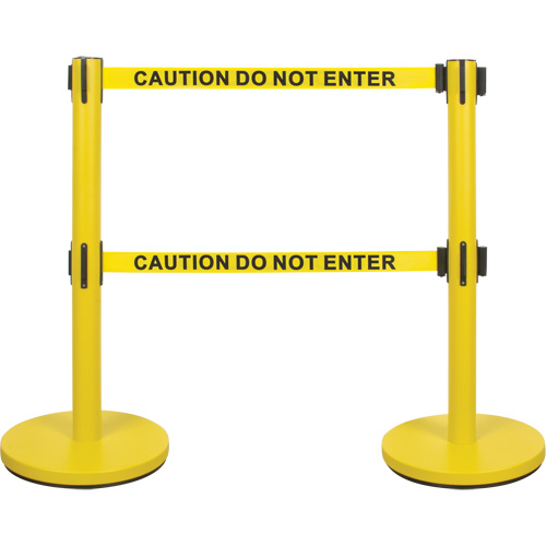 Barri&egrave;re pour le contr&ocirc;le des foules &agrave; courroie double, Acier, 35" h, Ruban Jaune, Longueur du ruban 7' GTA Hardware Inc