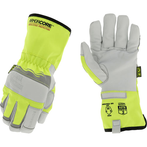 Hi-Viz Needlestick Protection Gloves, Size Small, Polyurethane Coated, DuraHide Shell, ASTM ANSI Level A5 GTA Hardware Inc